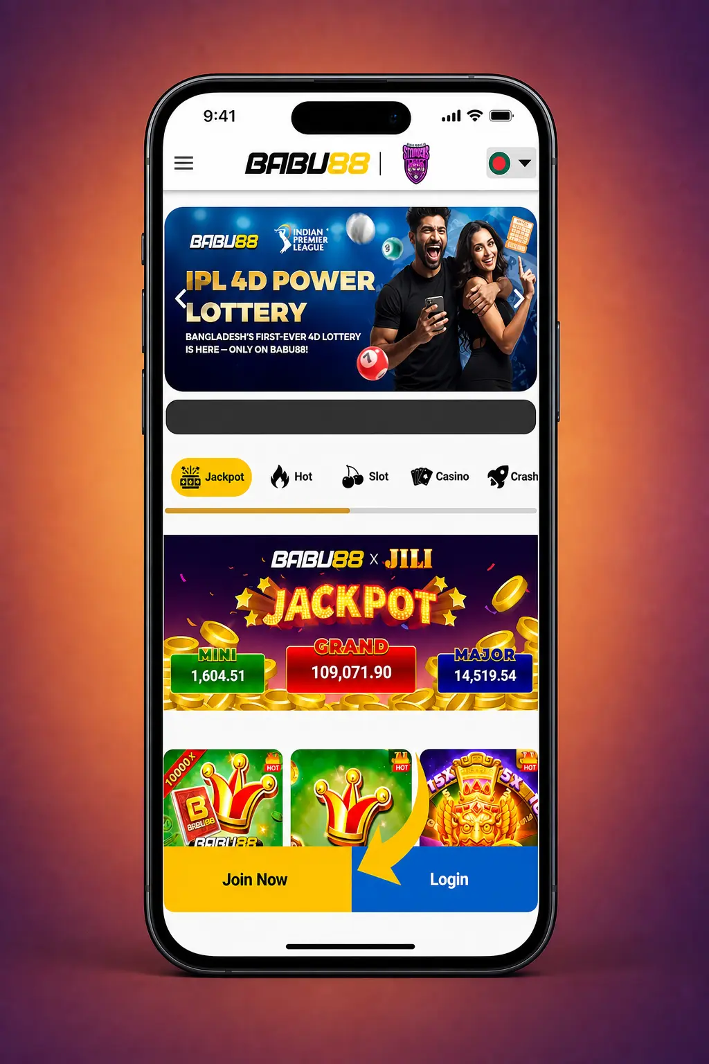Registering for Monopoly Big Baller on the Babu88 mobile app