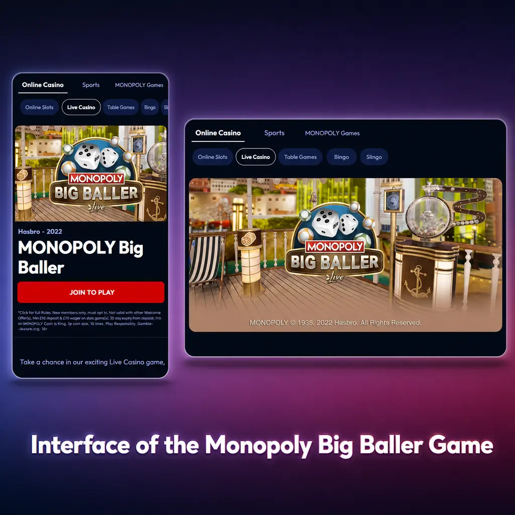 Monopoly Big Baller game interface showing live ball draw feed and betting panel